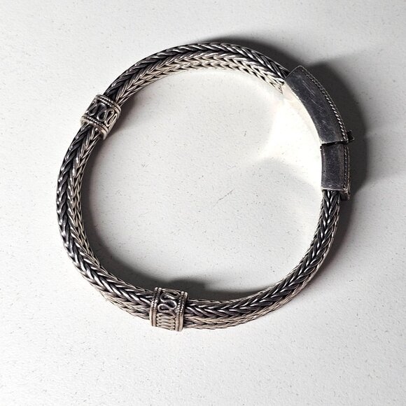 Artisan Sterling Silver 925 Woven Braided Bracelet Decorative Clasp Boho Western - Picture 2 of 11